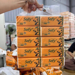 (Combo 2 lốc) Giấy Rút Gấu Trúc Sofy 4 Lớp Cao Cấp – 10 Gói/Lốc | Giấy Lụa Mềm Mịn, Dai Bền, Không Bụi
