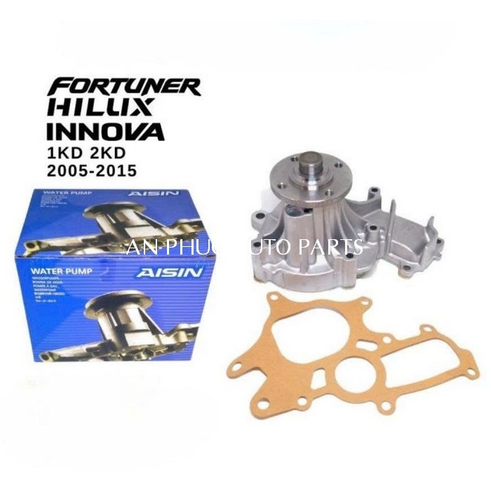 Bơm nước Toyota Fortuner, Hiace, Hilux 1KD, 2KD máy dầu 2005-2015 hiệu Aisin WPT-166V |16100-09260