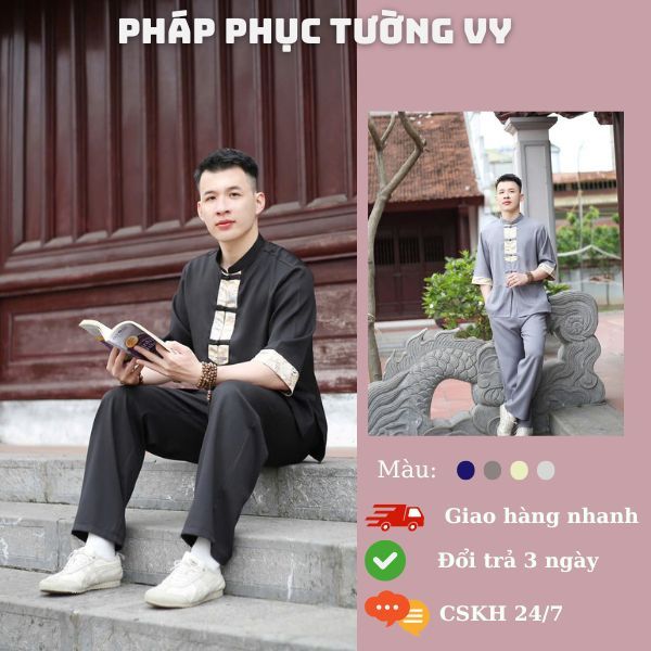Ms08:Bộ đồ lam của Nam,pháp phục Nam chất đũi cao cấp,phối gấm,fom dáng trẻ trung khỏe khoắ