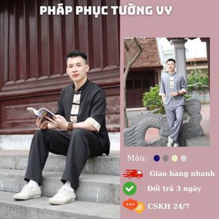 Ms08:Bộ đồ lam của Nam,pháp phục Nam chất đũi cao cấp,phối gấm,fom dáng trẻ trung khỏe khoắ