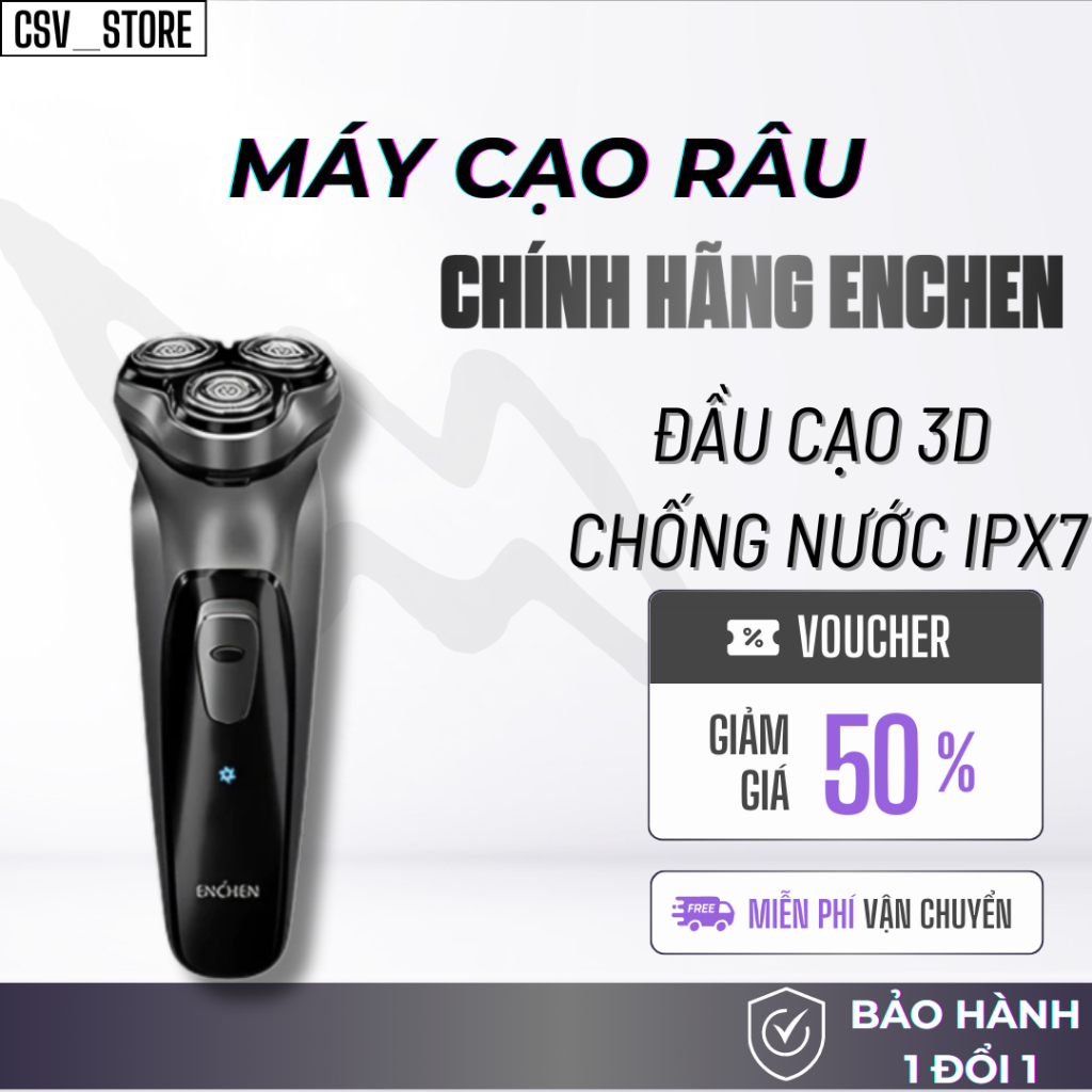 Máy Cạo Râu ENCHEN Blackstone 3 | Chống Nước IPX7 | Đầu Cạo 3D | Tích Hợp Tông Đơ