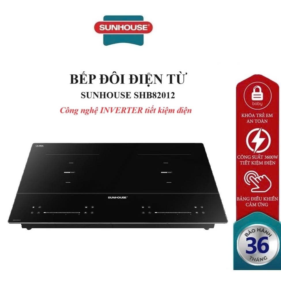 Bếp Từ Đôi Sunhouse SHB82012 Inverter – Tiết Kiệm Điện – 2 Vùng Nấu – Chính Hãng