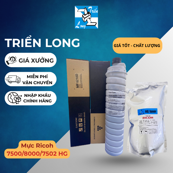 Ống / gói mực RICOH 7500, 6120D, 8000, 7502, 9001, 9002, 9003 HG TONER Chất Lượng Cao - Không mùi, i