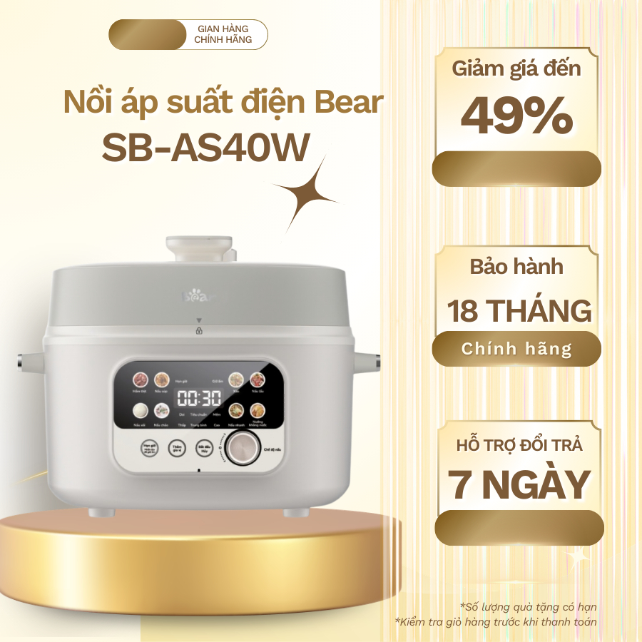 Nồi áp suất Bear 4L SB-AS40W (Bản Quốc Tế)