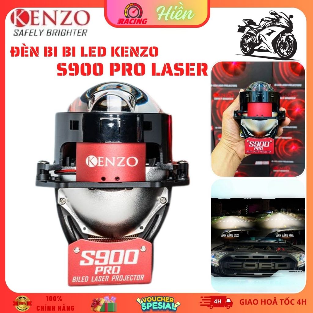 Đèn Bi Cầu Pha Led  Laser Kenzo S900 Pro Tản Nhiệt 3 Lớp Hàng Chính Hãng