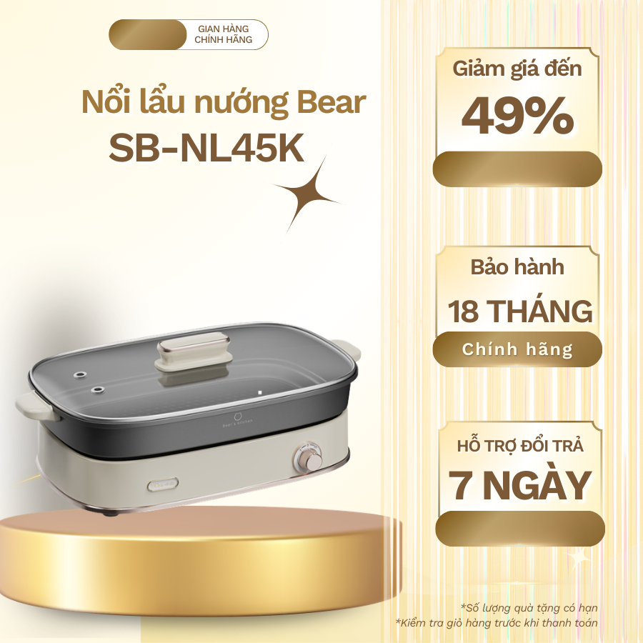 Nồi lẩu Bear 2 ngăn 4,5L SB-NL45K (Bản Quốc Tế)