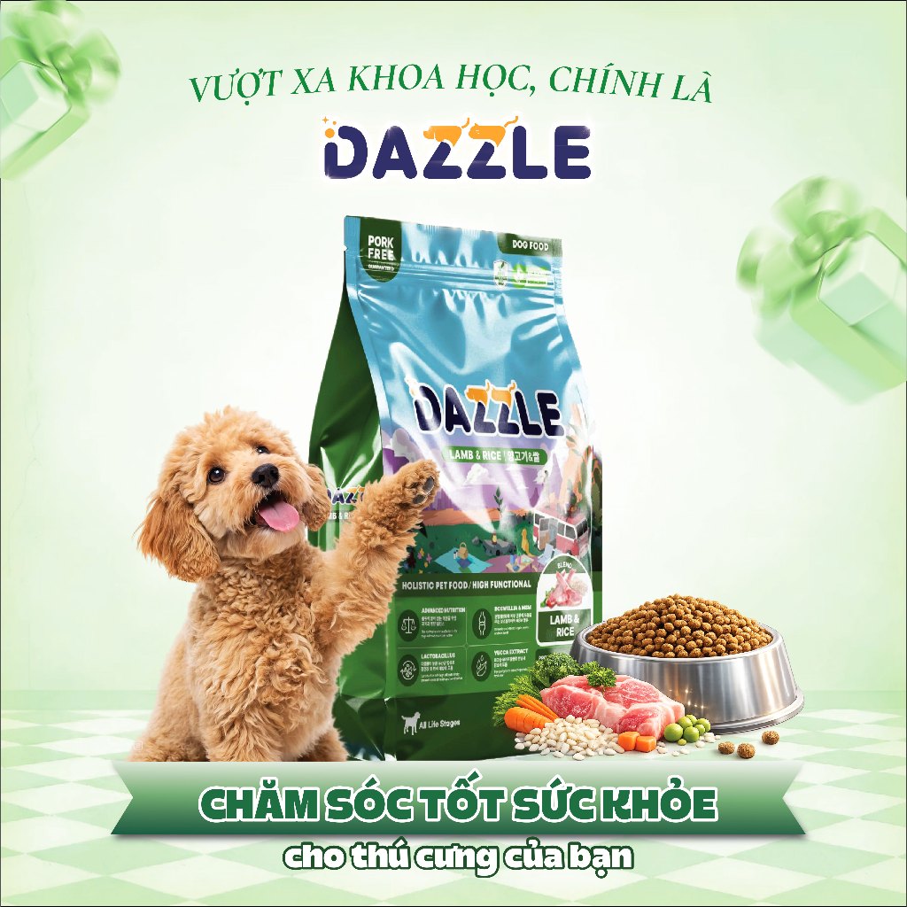 Hạt Cho Chó Dazzle Vị Cừu & Gạo Thức Ăn Cho mọi lứa tuổi Dazzle Pet food