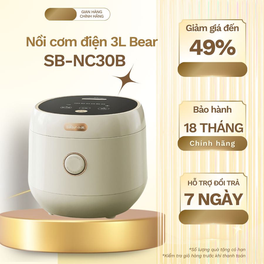Nồi cơm điện Bear 3L SB-NC30B (Bản Quốc Tế)