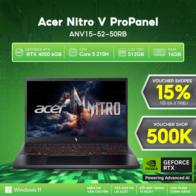 Laptop Gaming Acer Nitro V 15 ProPanel ANV15-52-50RB GeForce RTX™ 4050 6GB /Core 5 210H/ 16GB  512GB