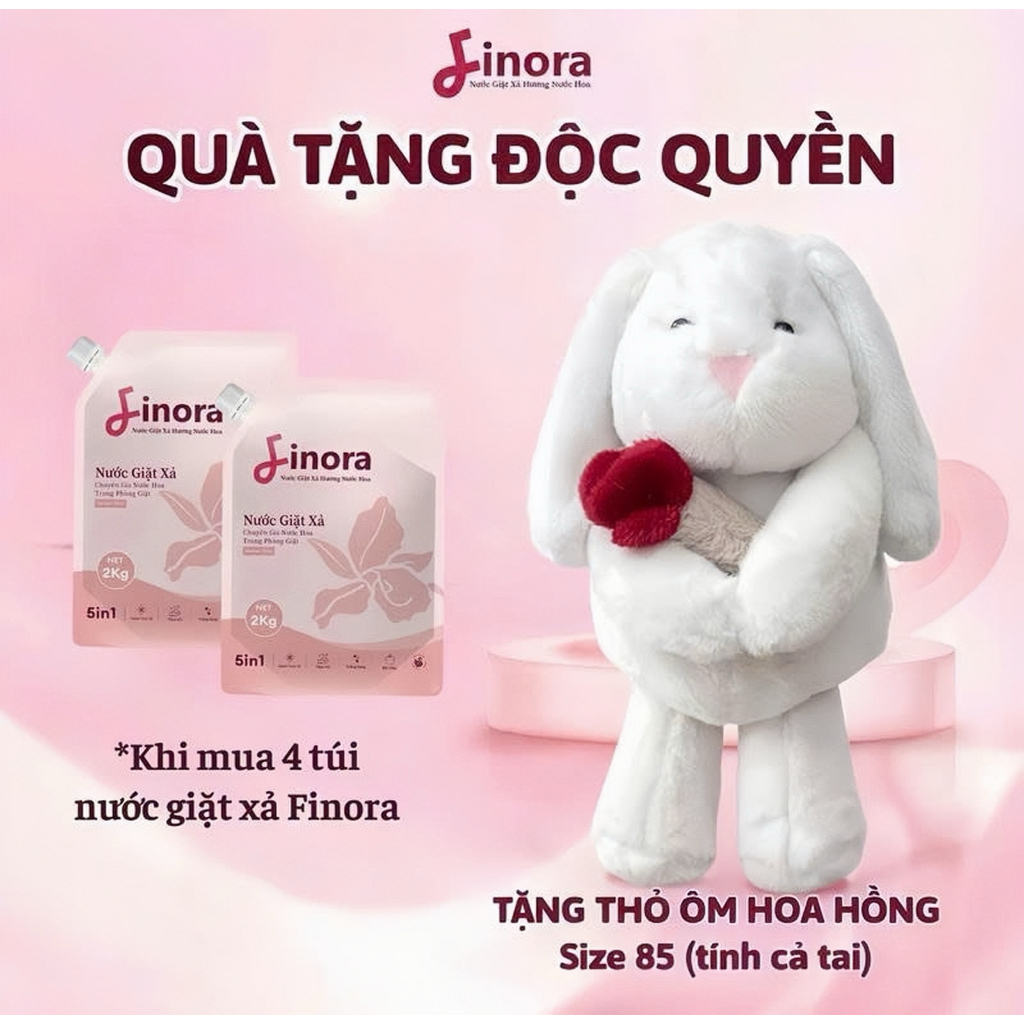 [Tặng 1 Thỏ Chạy Bộ Ôm Hoa Hồng] - Combo 2 Túi Nước Giặt Finora Hương Nước Hoa Cao Cấp