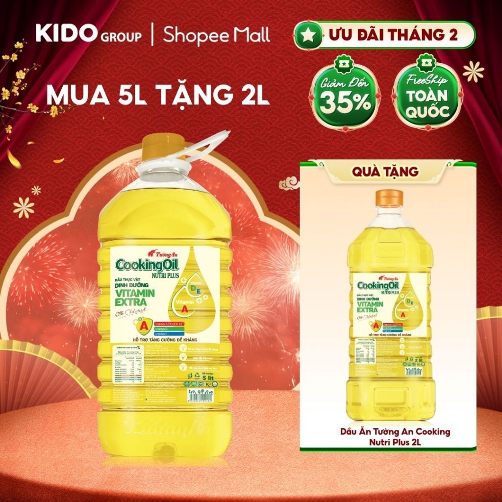 [MUA 5L TẶNG 2L ] Dầu Ăn Tường An Cooking Nutri Plus 5L