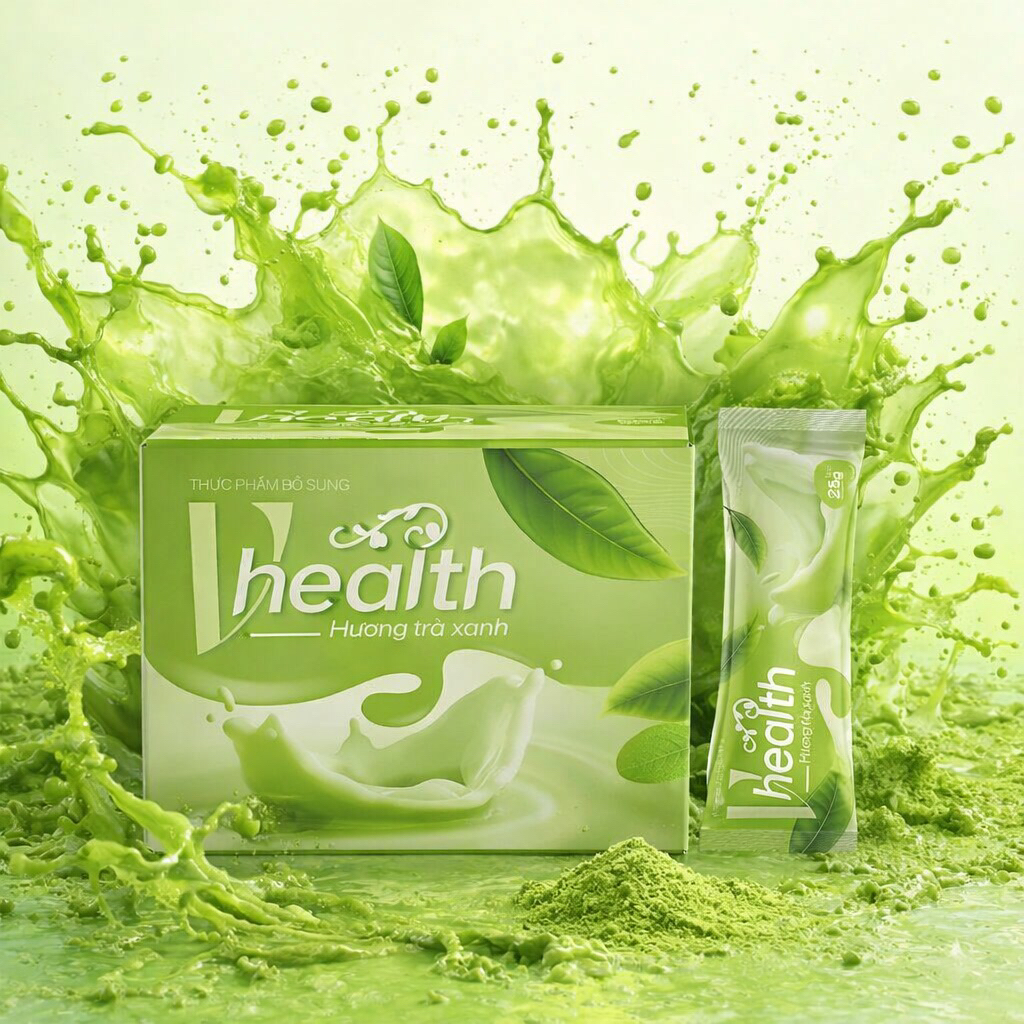 Vhealth - Bột Dinh Dưỡng Vhealth Hương Vị Trà Xanh Giúp Bổ Sung Dưỡng Chất, Tăng Cường Sức Khỏe