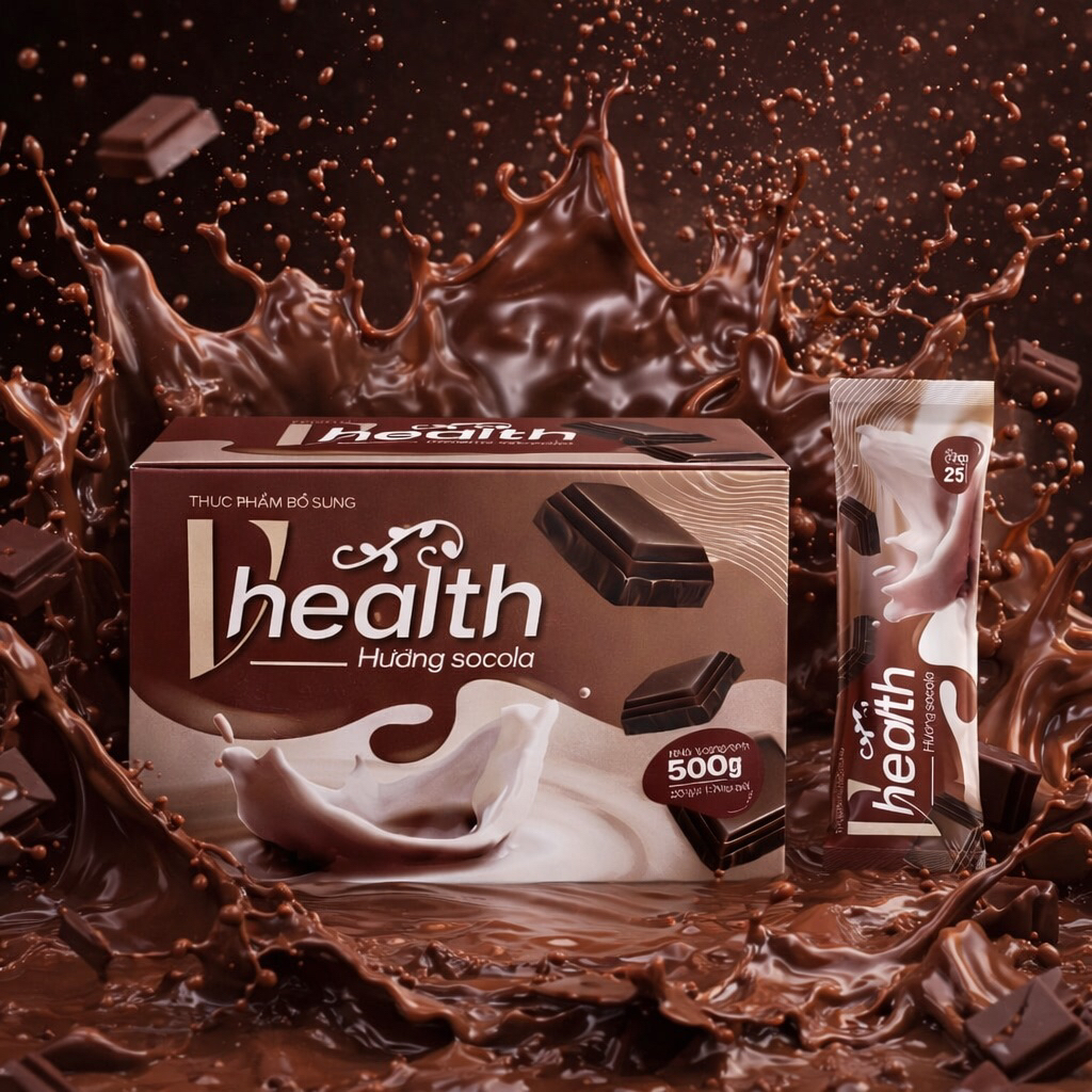 Vhealth - Bột Dinh Dưỡng Vhealth Hương Vị Socola Bổ Sung Dinh Dưỡng Tăng Cân, Giảm Cân Lành Mạnh