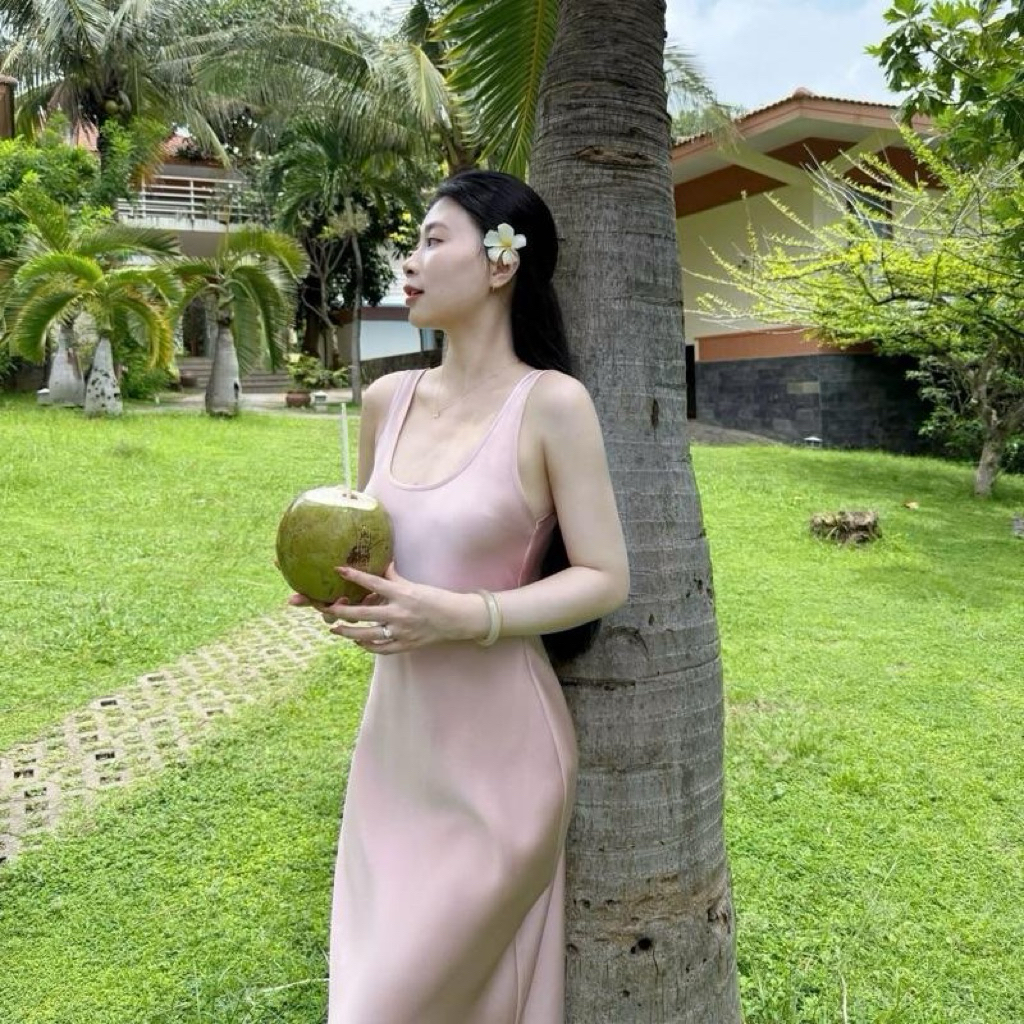 Đầm Lụa Cổ U Dây Mảnh Form Dài,Váy Lụa Hàn Châu 1 Lớp Không Mút,Không Dây Kéo Tôn Dáng | BigBuy360 - bigbuy360.vn