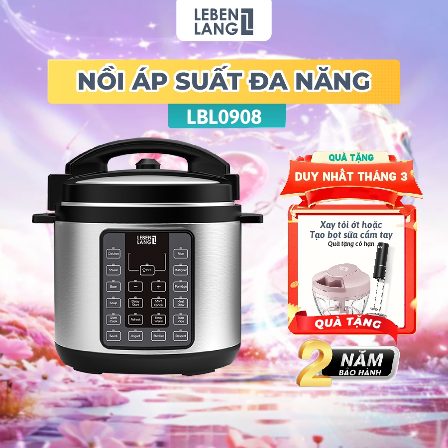 Nồi áp suất điện đa năng Lebenlang LBEE0908, 6L chế độ ninh hầm nhanh,tiết kiệm thời gian-chính hãng