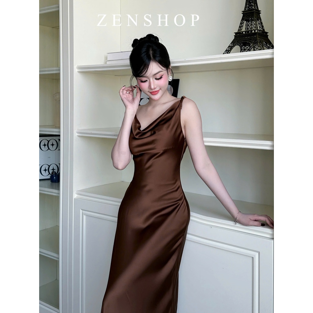 Đầm Lụa Dự Tiệc 2 Dây Dáng Dài Cổ Đỗ Phía Sau Lưng Khoét Sâu Có Dây Buộc -  Laira Dress | BigBuy360 - bigbuy360.vn