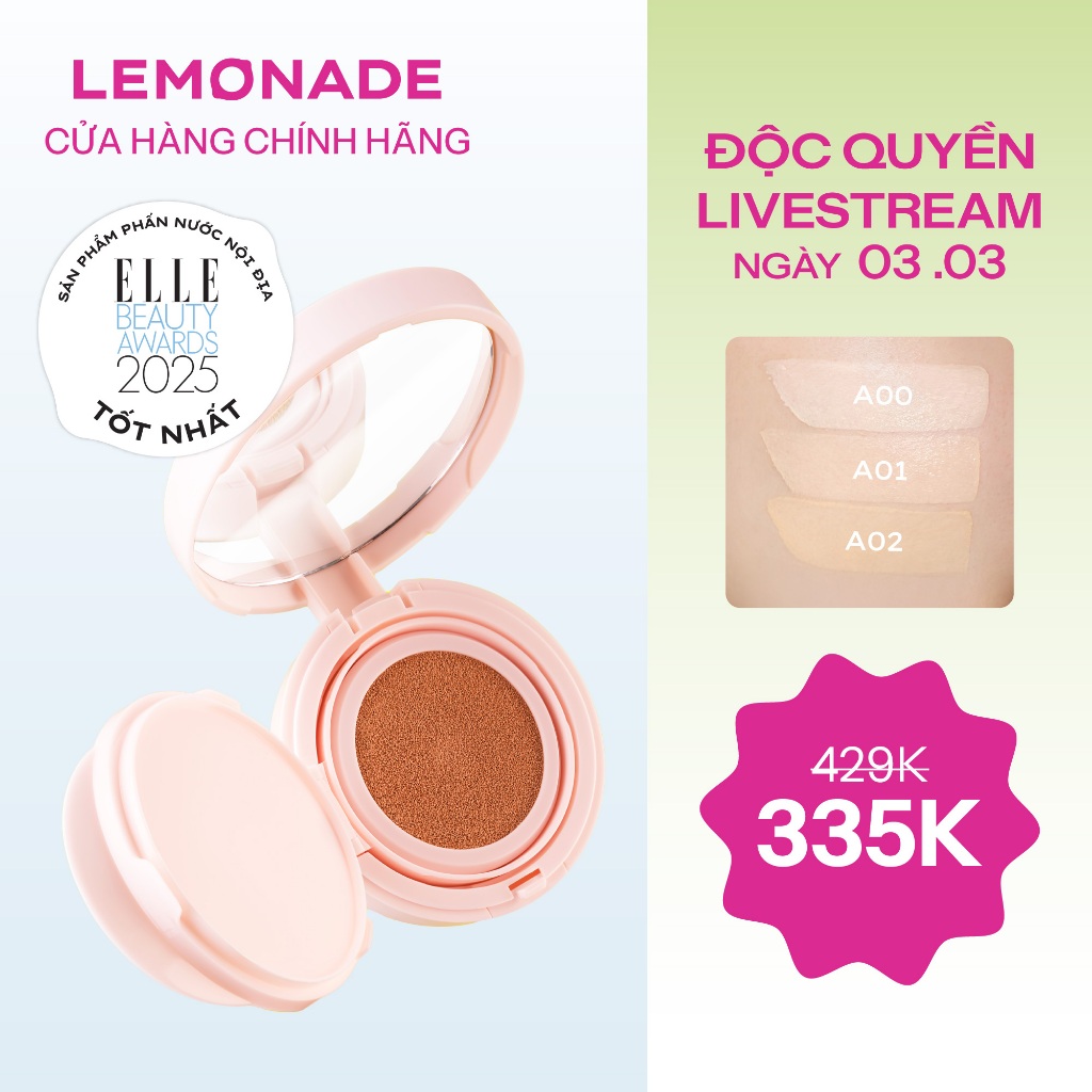 [Livestream KOL]Phấn nước siêu kiềm dầu LEMONADE Supermatte Cushion 15g