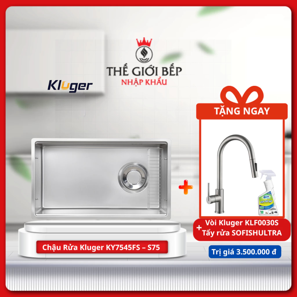 [TẶNG VÒI] Chậu rửa bát Kluger KY7545FS – S75 Chống Gỉ, Dễ Vệ Sinh, Sang Trọng