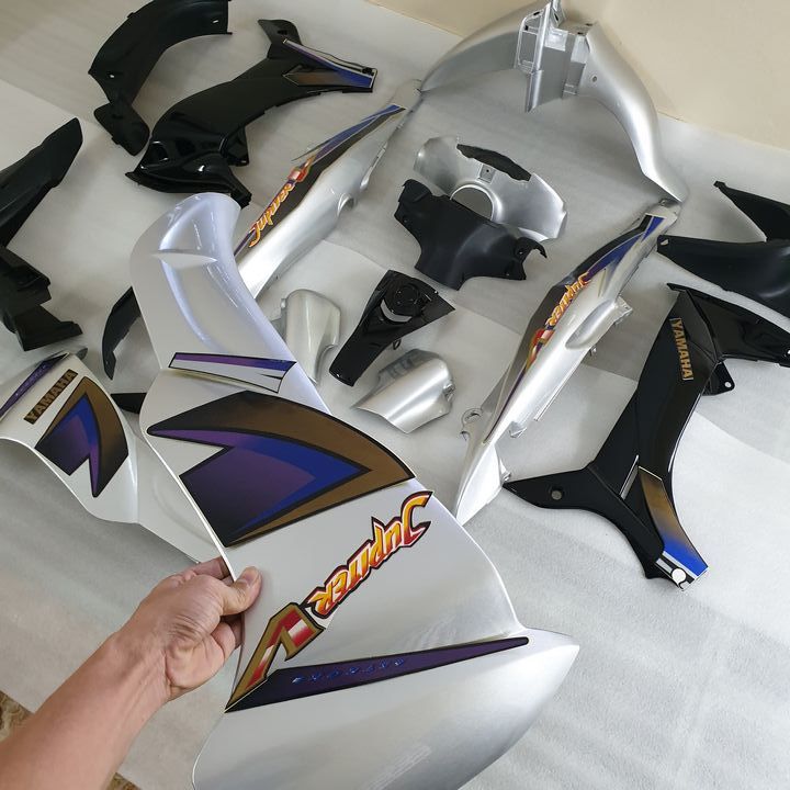 [KÈM TEM] Bộ dàn áo C110 xe Jupiter V màu Bạc +  Pha đèn + Cụm đèn hậu xe JUPITER V