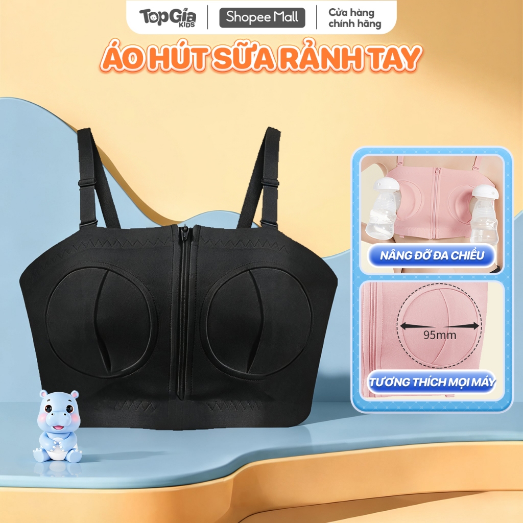 Áo hút sữa rảnh tay TopGiaKids, chất liệu cotton, nâng đỡ đa chiều, linh hoạt tăng giảm độ rộng