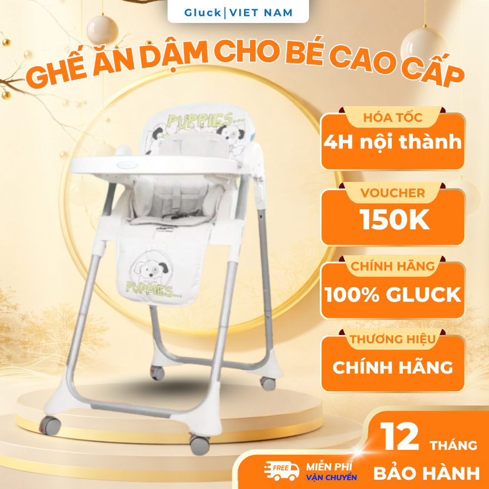 Ghế Ăn Dặm Gấp Gọn Cho Bé GLuck BXS 216, Tùy Chỉnh Độ Cao, Bàn Ăn Có Thể Tháo Rời Tiện Lợi