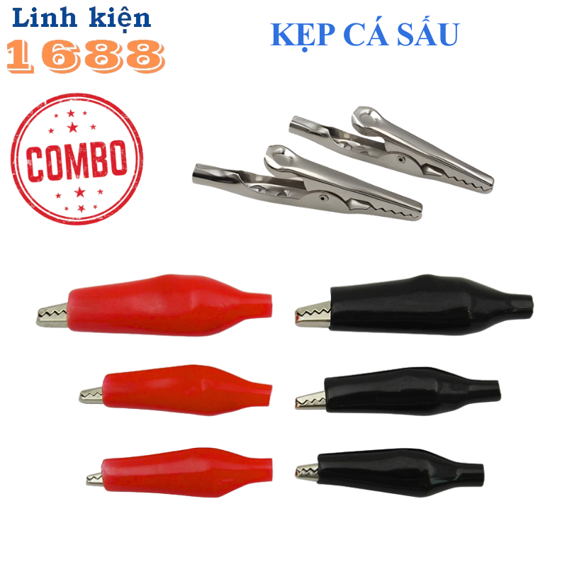 [GIÁ COMBO] (10 Cặp) Kẹp Cá Sấu Đỏ Đen 5A Kẹp Bình Ắc Quy, Test Mạch Tiện Lợi Nhiều Kích Thước