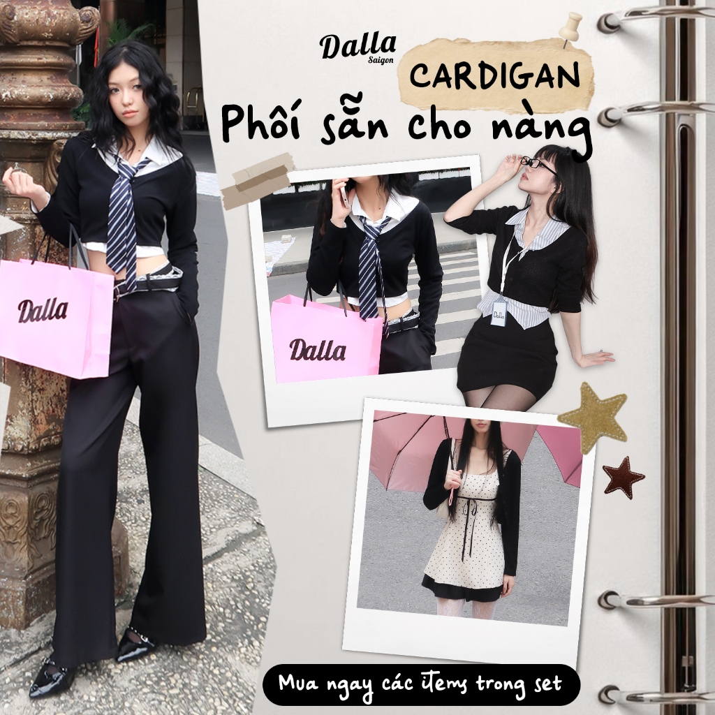 [TÁCH SET] DALLA Phối đồ với cardigan croptop (CDG06)