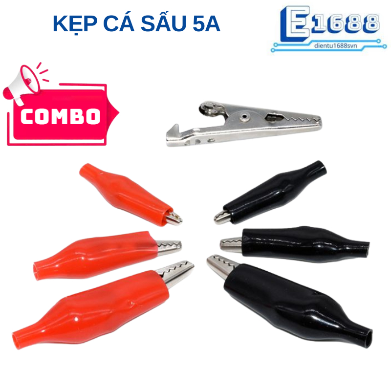 [Giá sỉ] (10 cái) Kẹp cá sấu 1C đỏ đen 5A