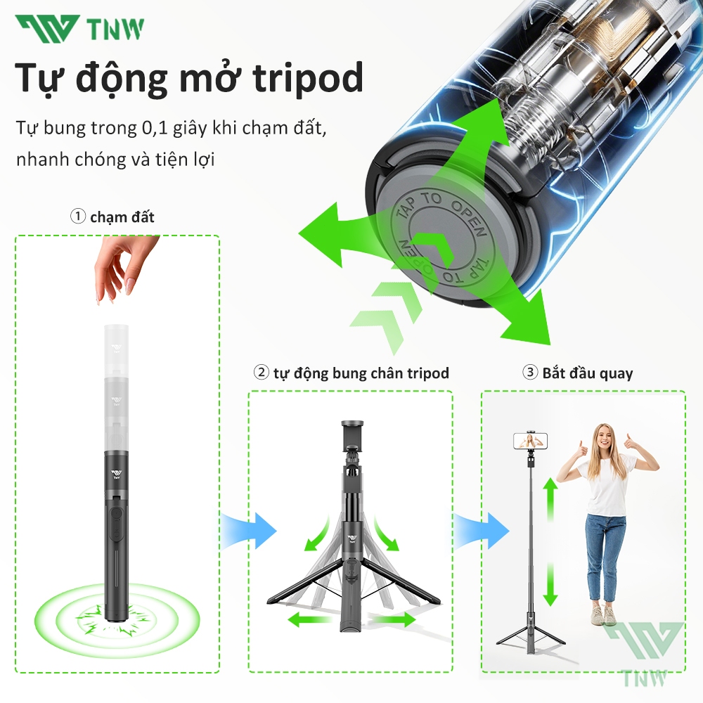 TNW PP5 Gậy chụp ảnh Selfie 3 chân 1.6M điều khiển từ xa  trợ sáng cao cấp xoay 360 độ, gậy livestream | BigBuy360 - bigbuy360.vn