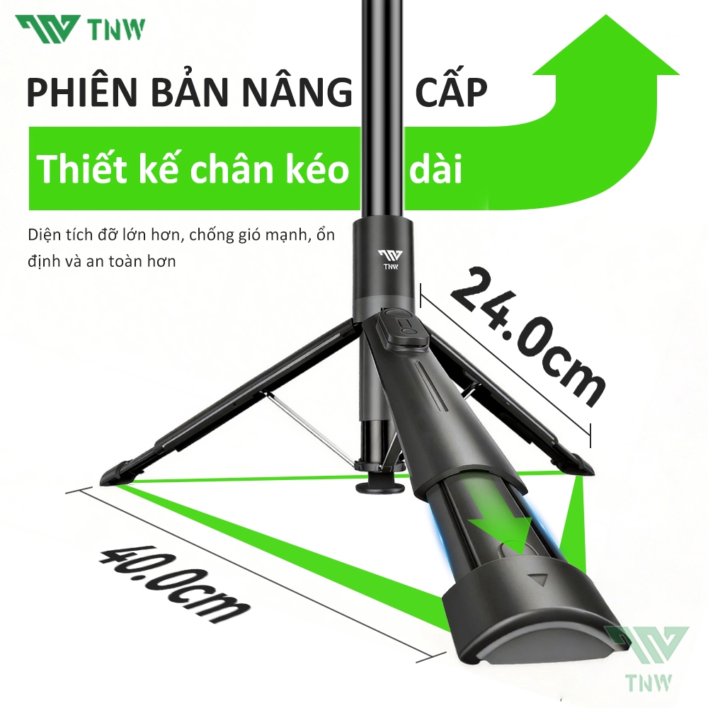 TNW PP5 Gậy chụp ảnh Selfie 3 chân 1.6M điều khiển từ xa  trợ sáng cao cấp xoay 360 độ, gậy livestream | BigBuy360 - bigbuy360.vn