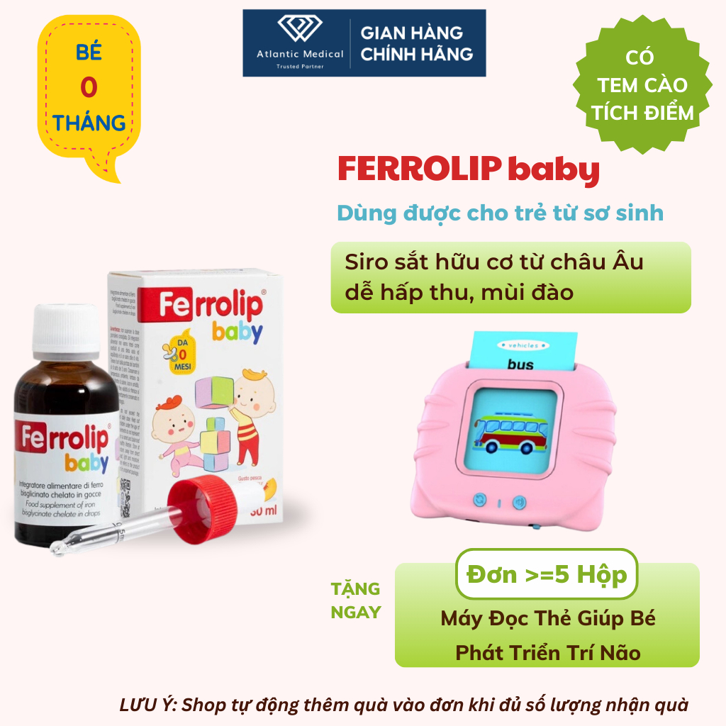 [Quà Đặc Biệt] Siro FERROLIP BABY Bổ Sung Sắt Amin Hữu Cơ Thơm Ngon Cho Bé Khỏe Mạnh
