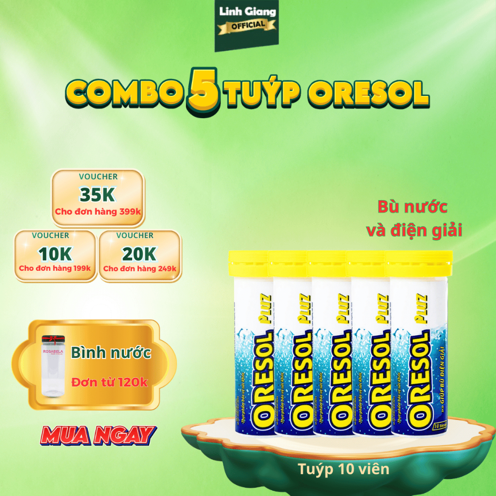 Combo 5 tuýp sủi Oresol Pluz tăng cường sức đề kháng, hỗ trợ miễn dịch, nâng cao sức khỏe