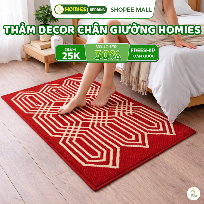 Thảm Lông , Thảm Lau Chân Lông Cừu HOMIES Bedding & Décor, Siêu Thấm Hút, Đế Cao Su Chống Trơn, Nhiều Mẫu Đẹp