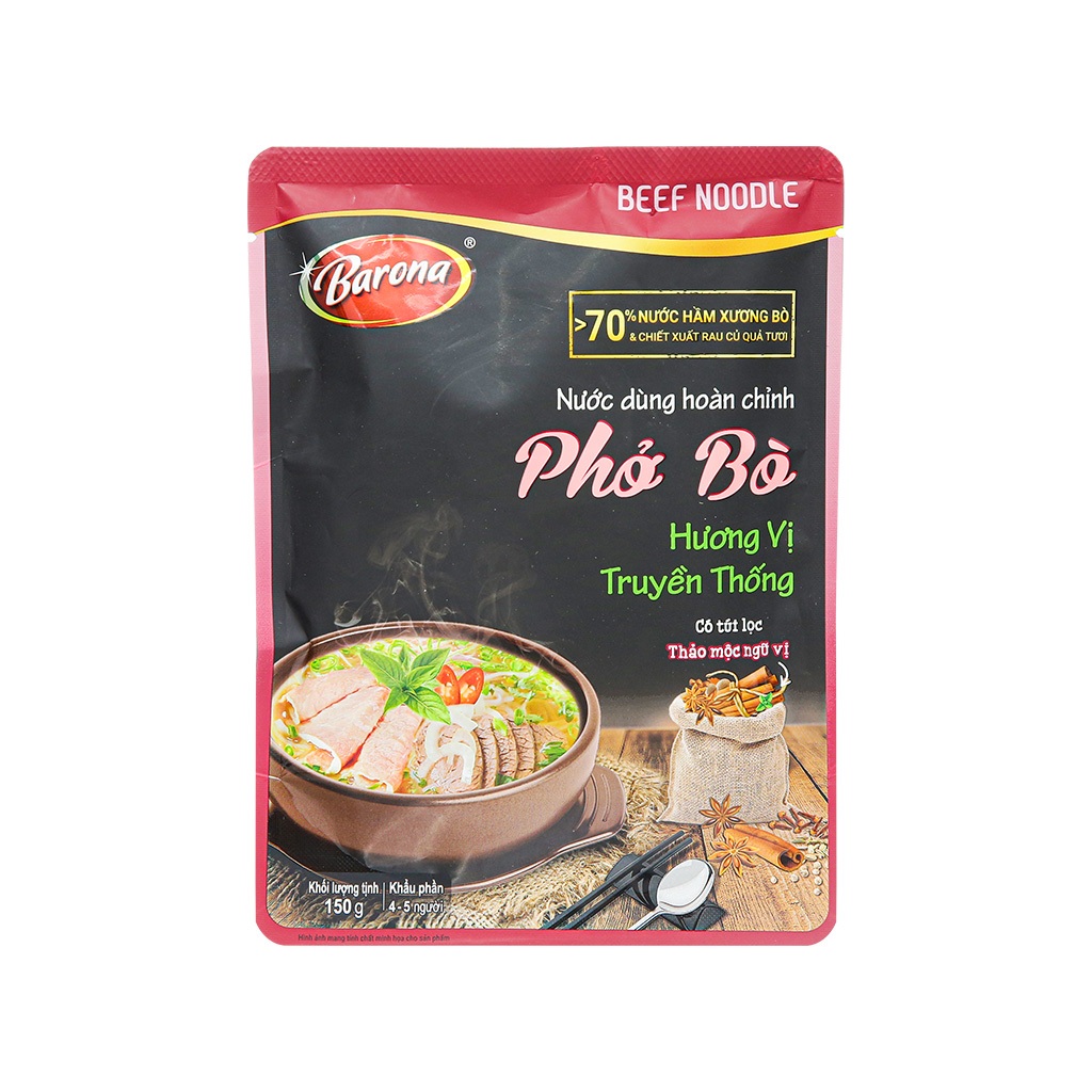 Nước dùng hoàn chỉnh phở bò Barona gói 150g