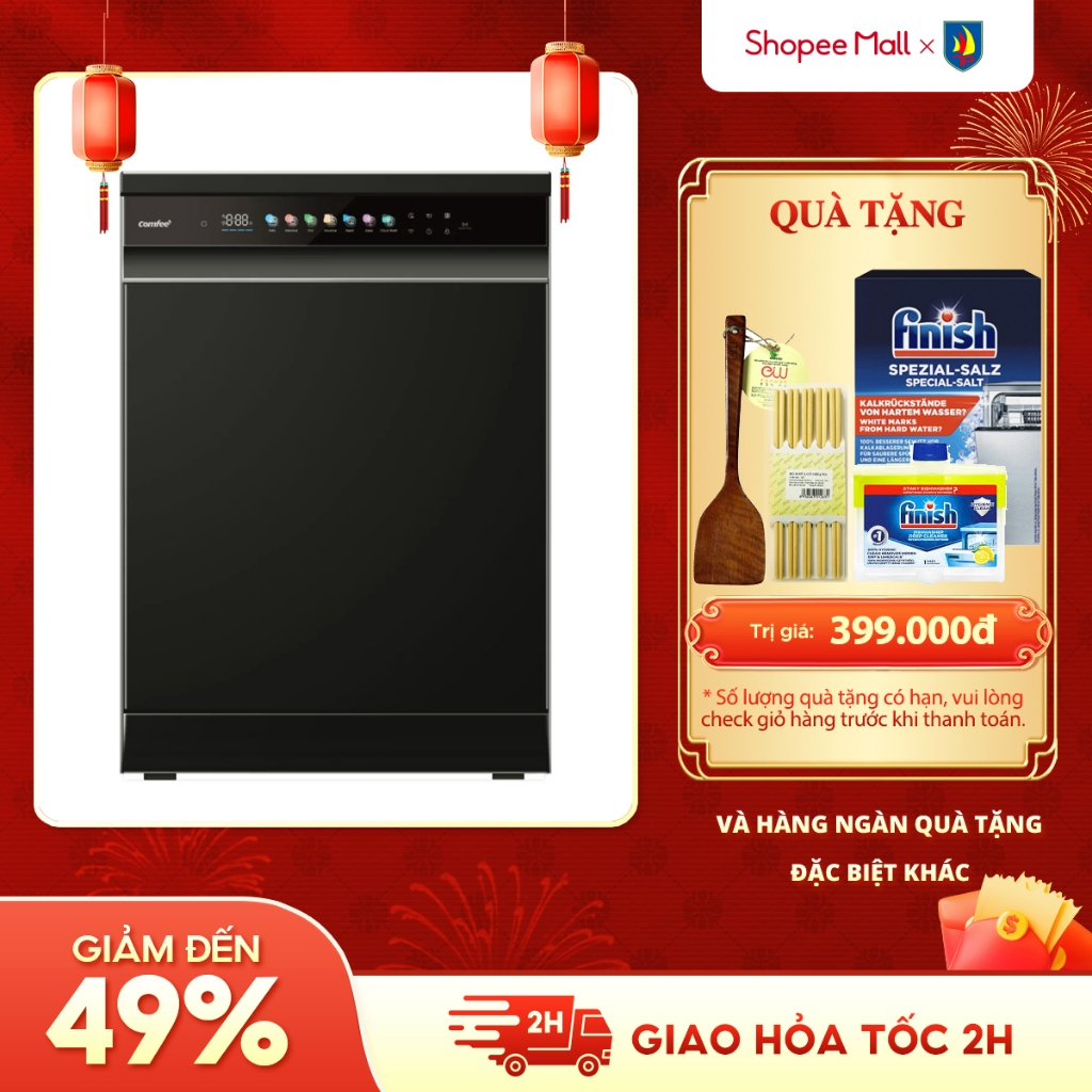 [MIỄN PHÍ LẮP ĐẶT TOÀN QUỐC] Máy rửa chén thông minh Comfee​ CDW-8F60RB 10 bộ - BH 24 tháng tại nhà