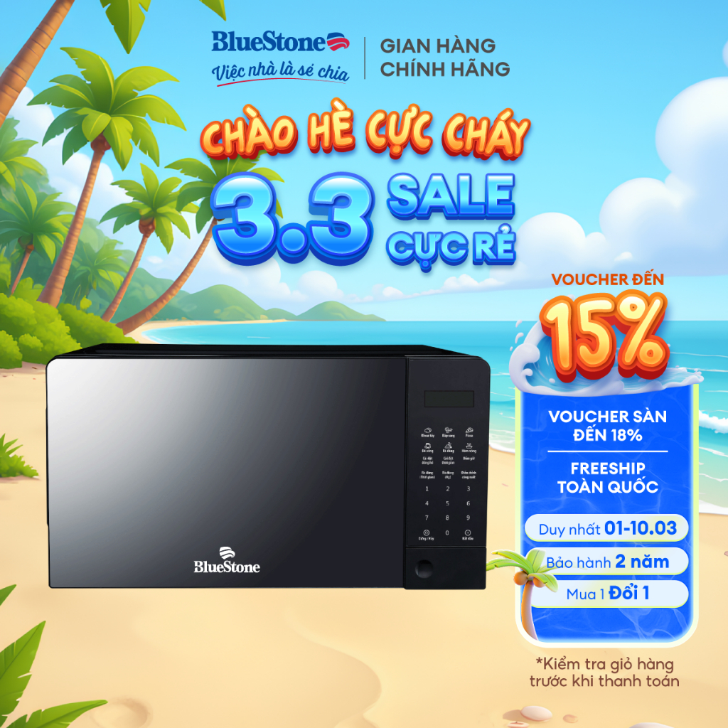 Lò Vi Sóng Điện Tử BlueStone MOB-7815 | 20L | Vi Sóng Hâm Nóng Rã Đông | Chính Hãng BH 2 Năm