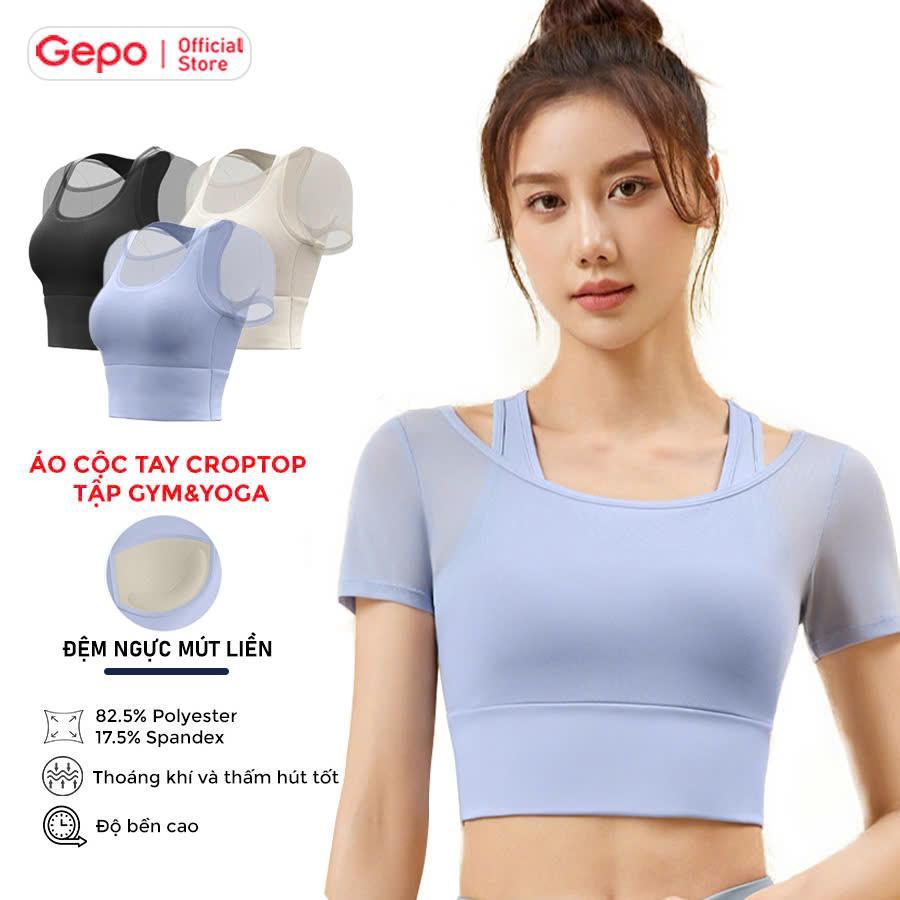 GEPO Áo Croptop Nữ Tập Gym Yoga Mút Liền Chống Sốc Co Giãn 4 Chiều Thoáng Khí GP241