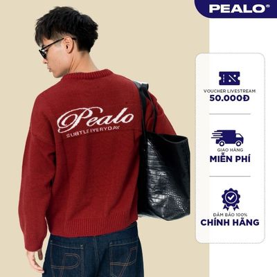 Áo len cổ tròn nam nữ BIG LOGO PEALO chất liệu len lông xù tân cương mềm mịn thoáng mát SPT5