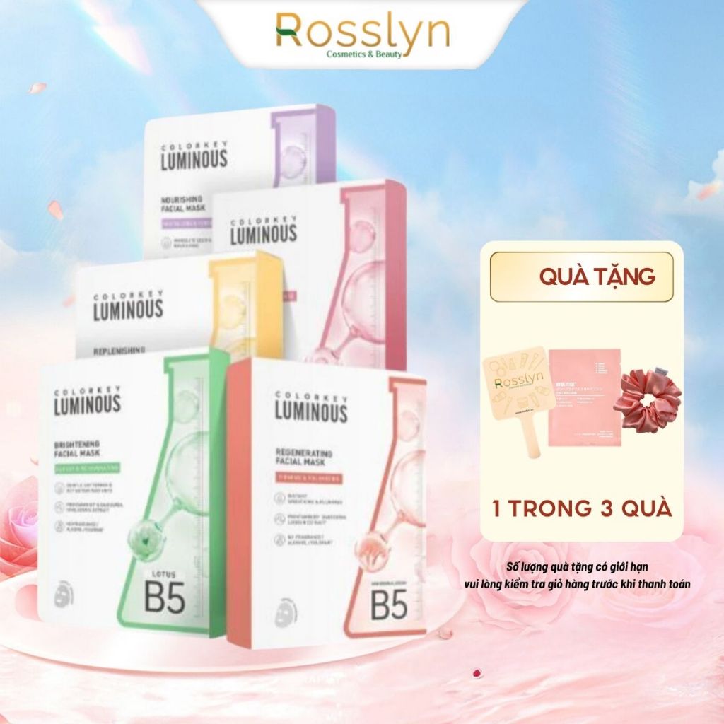 Combo 3 Hộp Mặt Nạ Giấy COLORKEY LUMINOUS Vitamin B5 Màu Ngẫu Nhiên Giúp Cấp Ẩm Cho Da Rosslyn