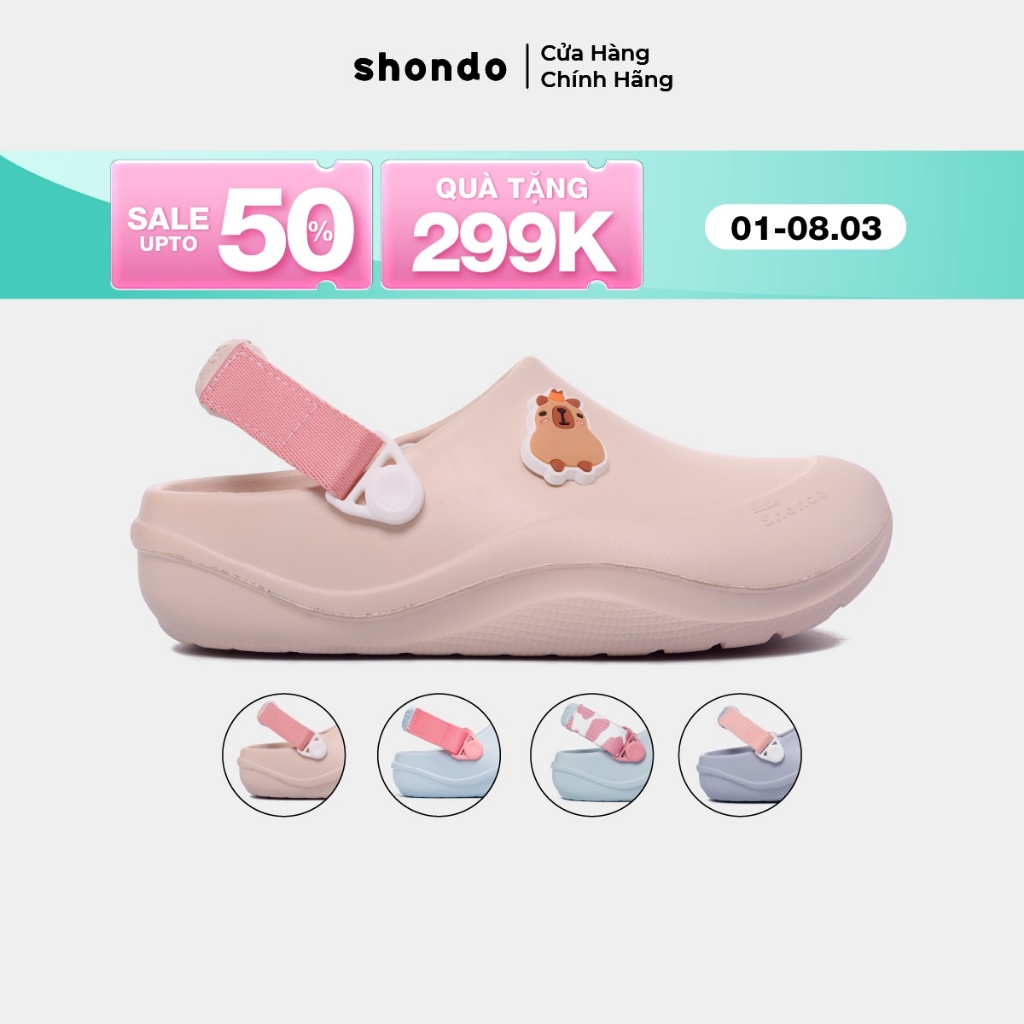 Giày Clog Little Suke Bé Gái Thoải Mái, Nhựa Đúc Shondo Nhiều Màu