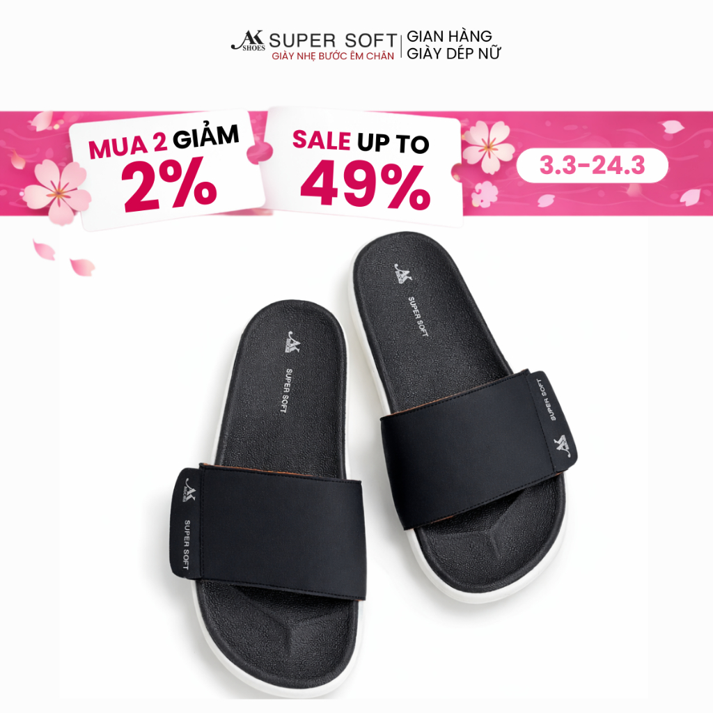 (SALE UPTO 40%) Dép Nữ Super Soft AK75 Quai Da Phong Cách Gen Z, Có Lổ Thoáng Khí, Khử Mùi, Vân Đế T