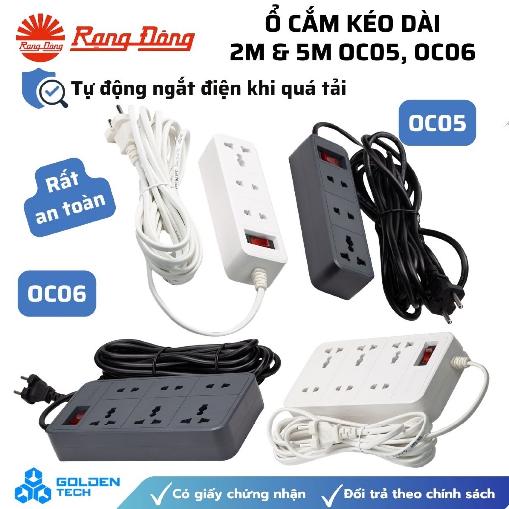 Ổ cắm kéo dài Rạng Đông OC05 - OC06 10A