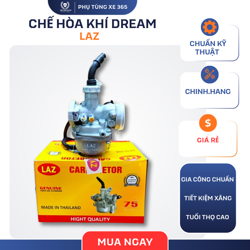 Bộ chế hòa khí Dream / Wave LAZ – Bình xăng con chuẩn zin, ga nhạy, tiết kiệm x.ă.n.g & dễ nổ máy