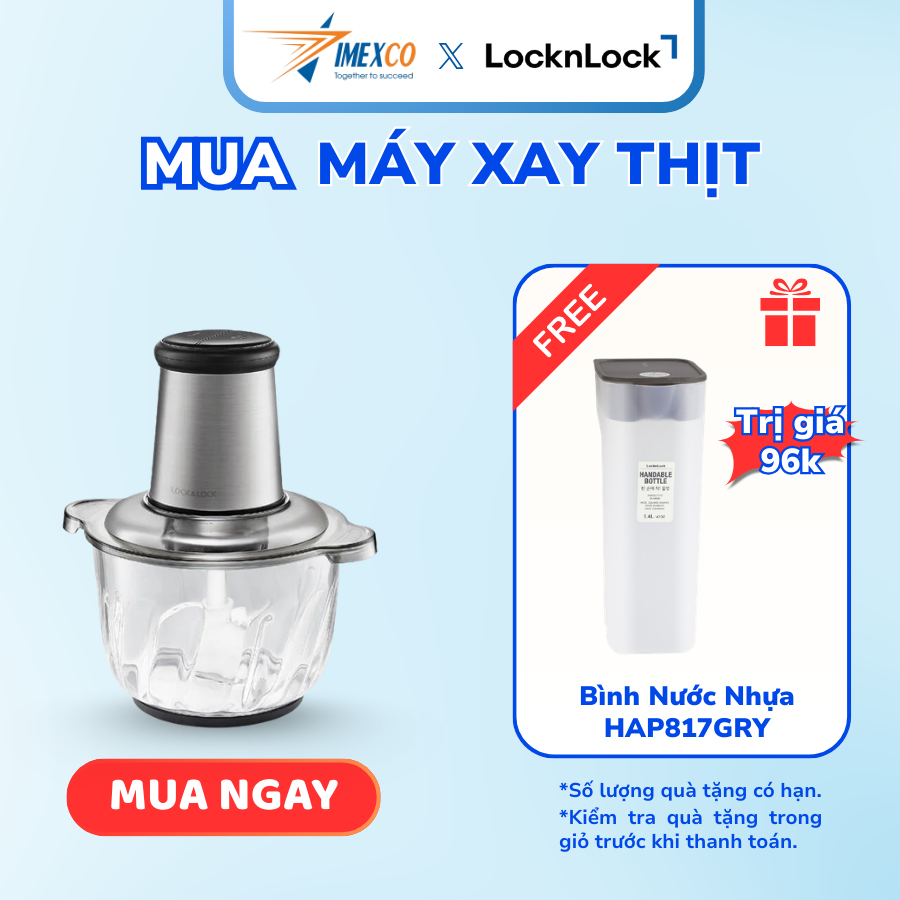 Máy xay thịt LocknLock Meat Chopper 2.4L, 220-240V, 50/60Hz, 400W - Màu bạc - EJM186SLV
