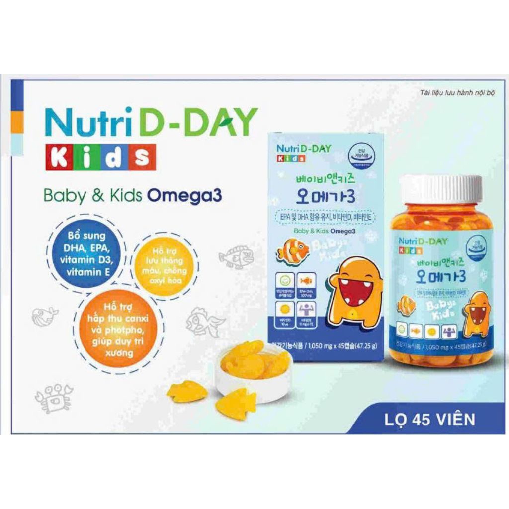 Viên uống Baby & Kids Omega 3 Nutri D-DAY Bổ sung OMEGA 3, DHA, EPA phát triển trí não trẻ em