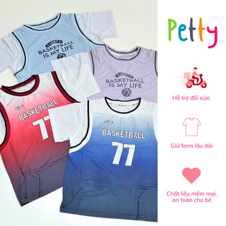Set bộ thể thao Bóng Rổ cho bé trai mùa hè Chất liệu thông hơi thoáng khí, thấm hút mồ hôi - Petty [A888, A250]