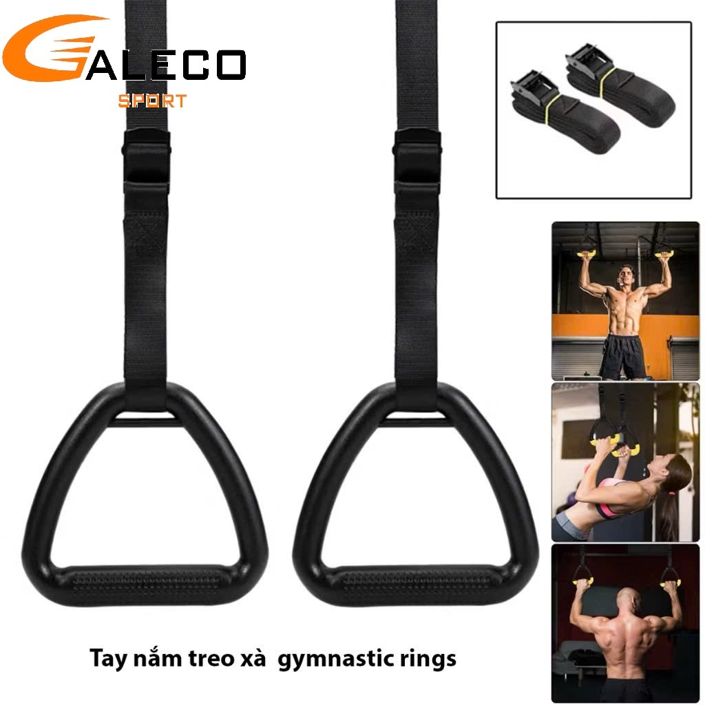 VÒNG RING GYMNASTIC RINGS – TẬP TẠI NHÀ CHUẨN PHÒNG GYM,Vòng treo tập luyện,Bộ gồm: 2 vòng + 2 dây +