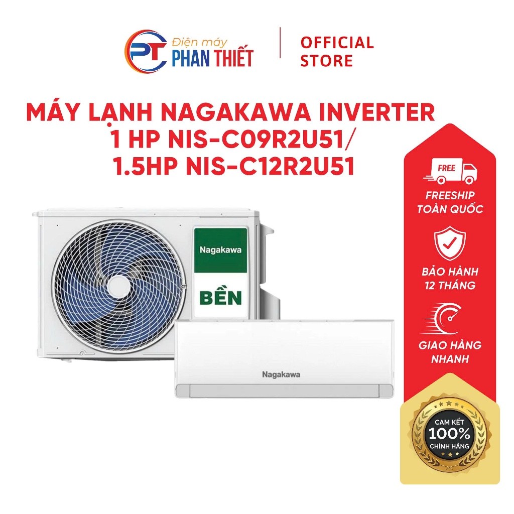 Máy lạnh treo tường Nagakawa Inverter 1 chiều NIS-C09R2U51 (KHÔNG LẮP ĐẶT)