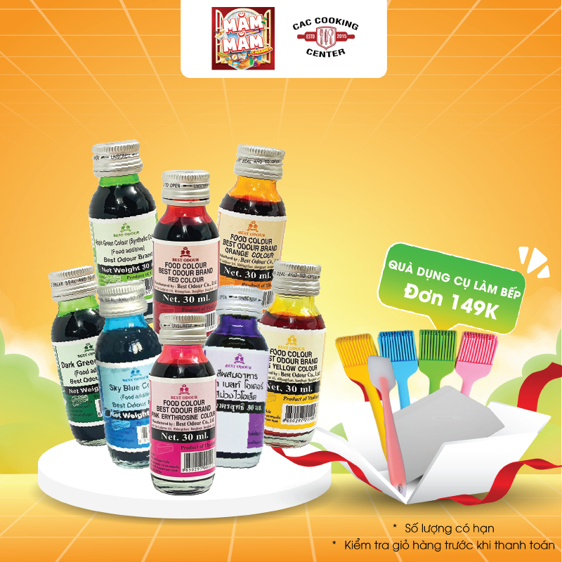 (Mua 149K Tặng 3) Màu Thực Phẩm Best Odour Thái Lan (30ml) Màu Sắc Tươi Sáng, An Toàn Cho Bánh, Kem