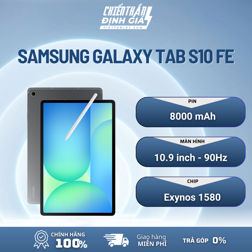 Samsung Galaxy Tab S10 FE Wifi (8GB - 128GB) - Smartphone Samsung Màn 90Hz, Pin 8000mAh siêu trâu - 